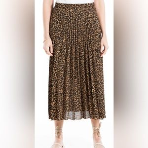 Max Studio Women’s Pleated Midi Skirt | Cheetah Print | Size Medium | NWT